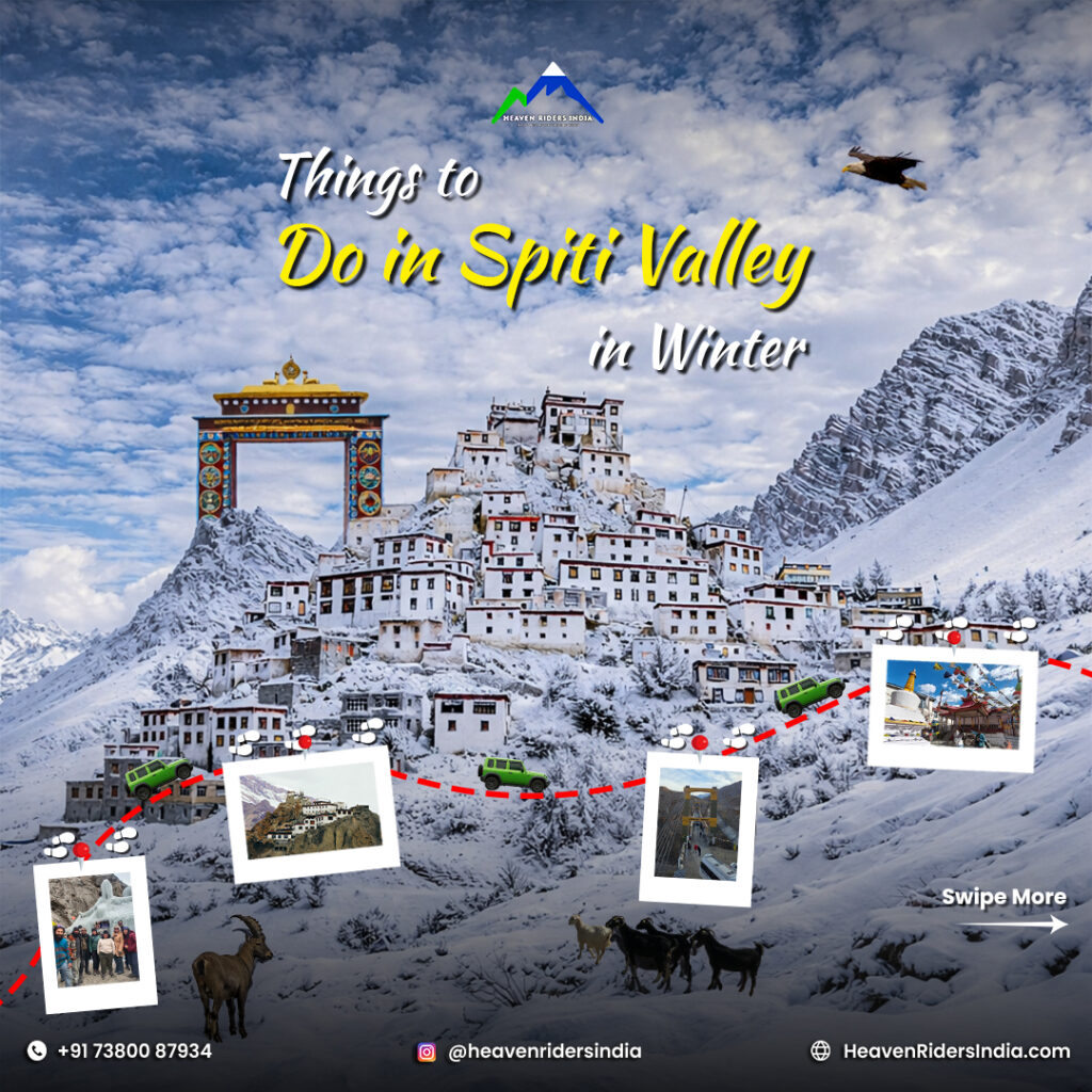 Snow-covered mountains in Spiti Valley during winter