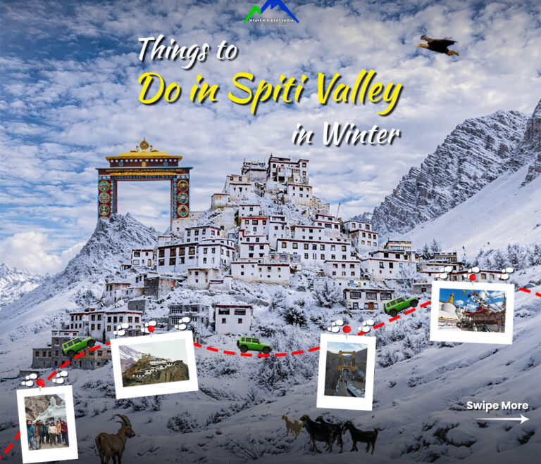 Snow-covered mountains in Spiti Valley during winter